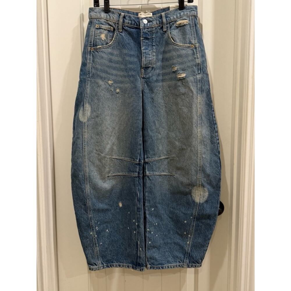 We The Free Good Luck Mid-Rise Barrel Jeans 100 Years - Picture 4 of 8